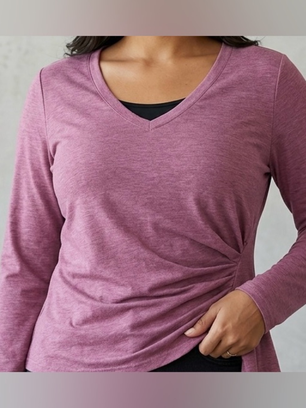 Halara Women’s XL Pink V-Neck Twist Front Long Sleeve Top Stretch Casual